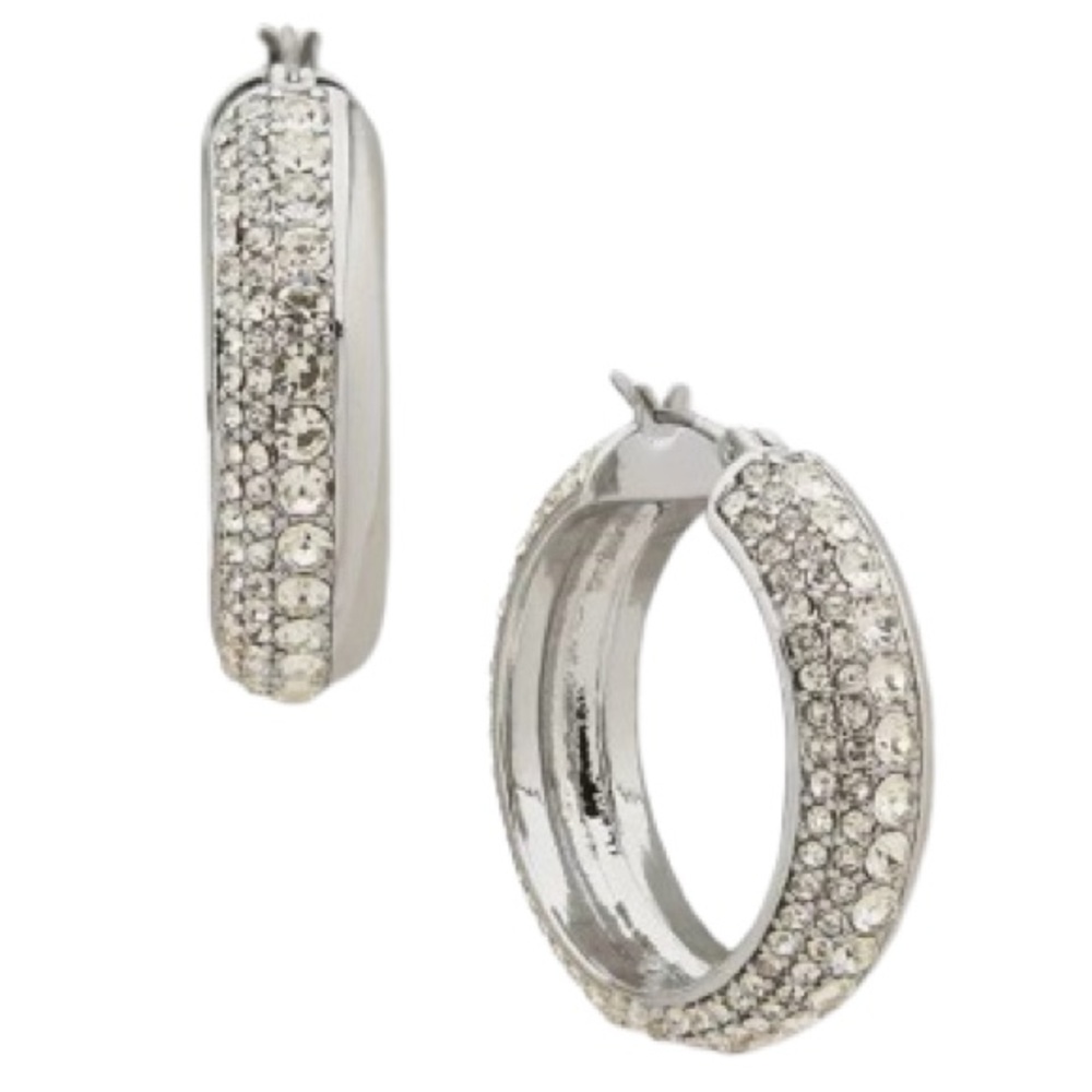 Karl Lagerfeld Silver Crystal Embellished Earrings
